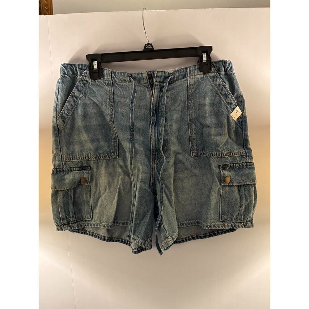 Arizona Jean Co Cargo Denim Shorts Womens Drawstring Tencel Blend Blue